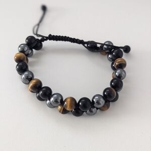 Hand Crafted Black and Brown Beaded Bracelet
